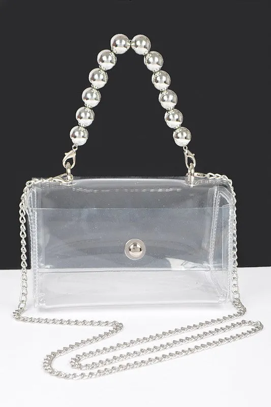 Beaded Handle Iconic Stadium Clutch Bag