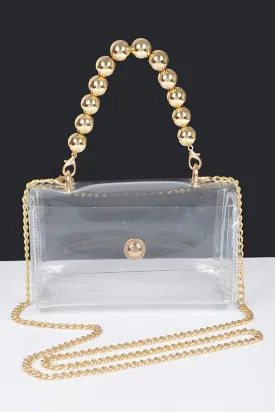 Beaded Handle Iconic Stadium Clutch Bag