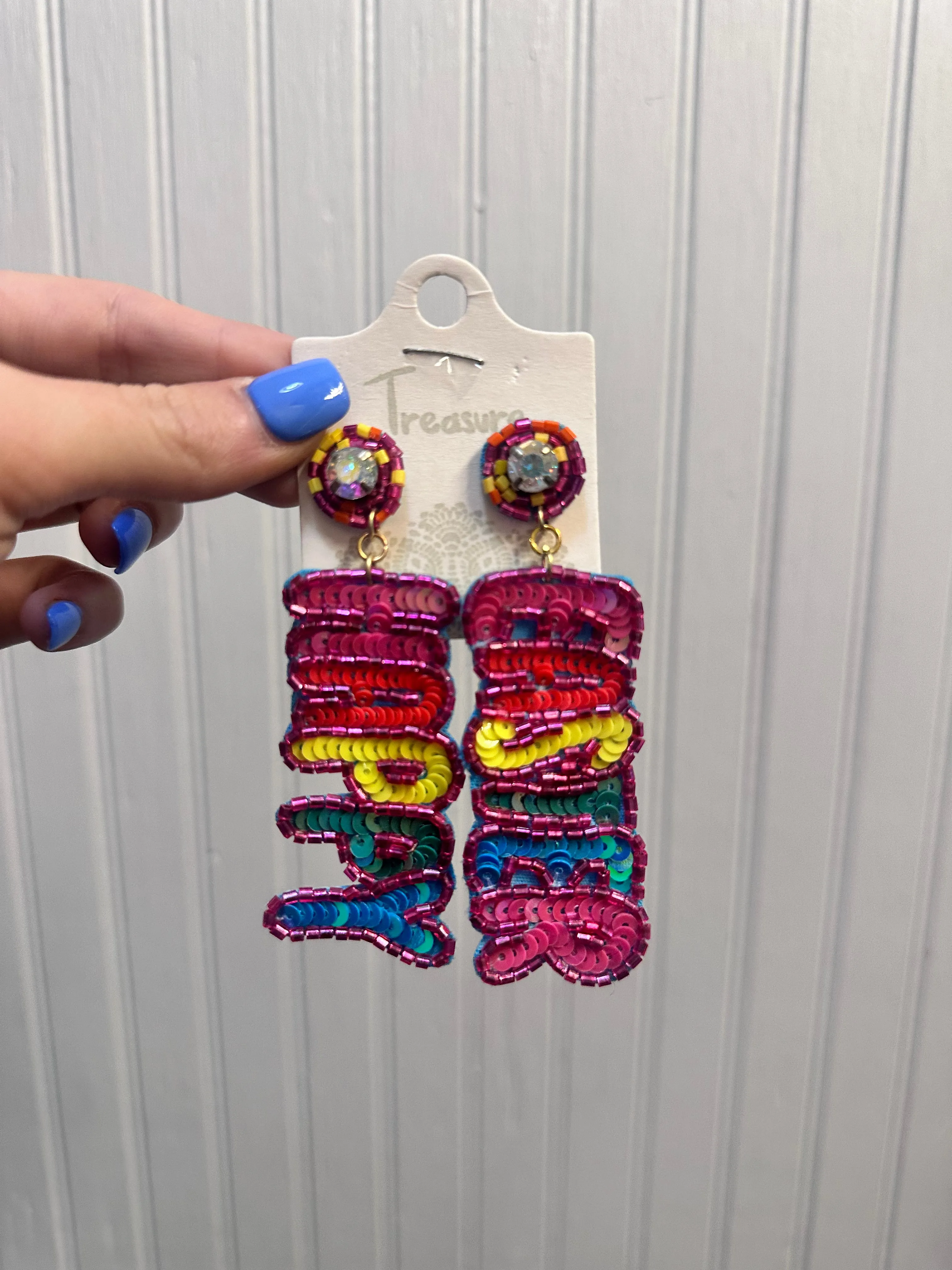 Beaded Happy Easter Earrings