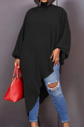 Beautiful Black Oversized Asymmetrical Tunic Top