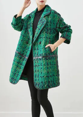 Beautiful Green Oversized Patchwork Cotton Coat Outwear Fall ML3202