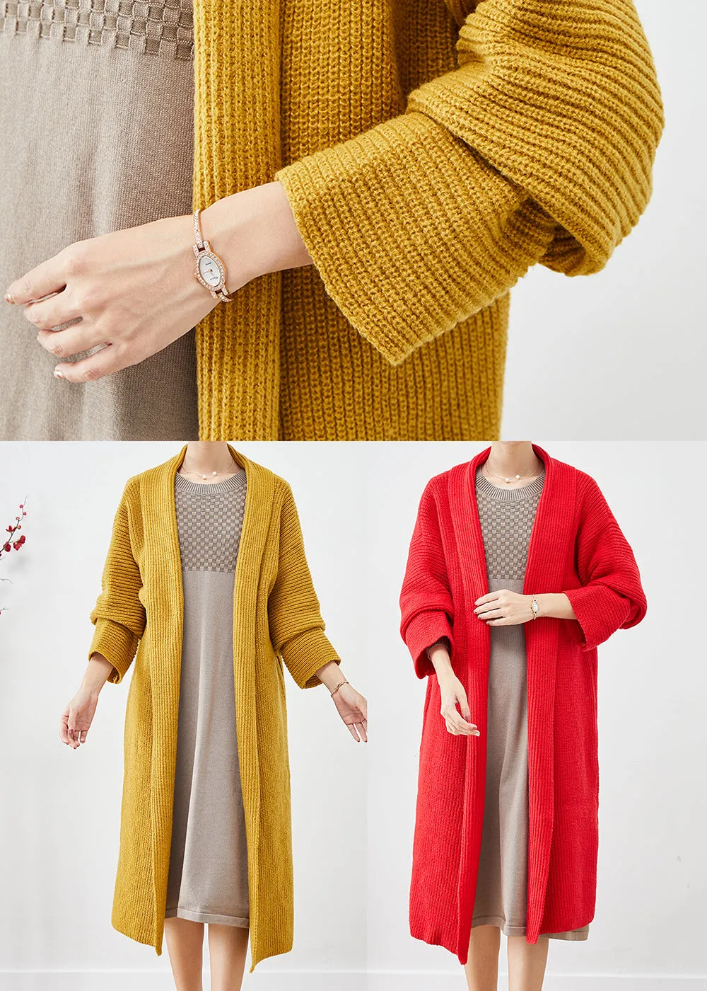 Beautiful Red Oversized Warm Knit Cardigans Fall