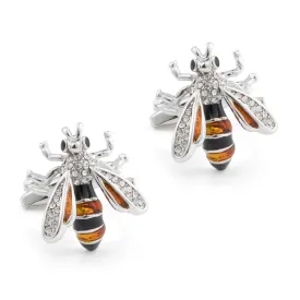 Bee-shaped Diamond French Swank Cufflinks