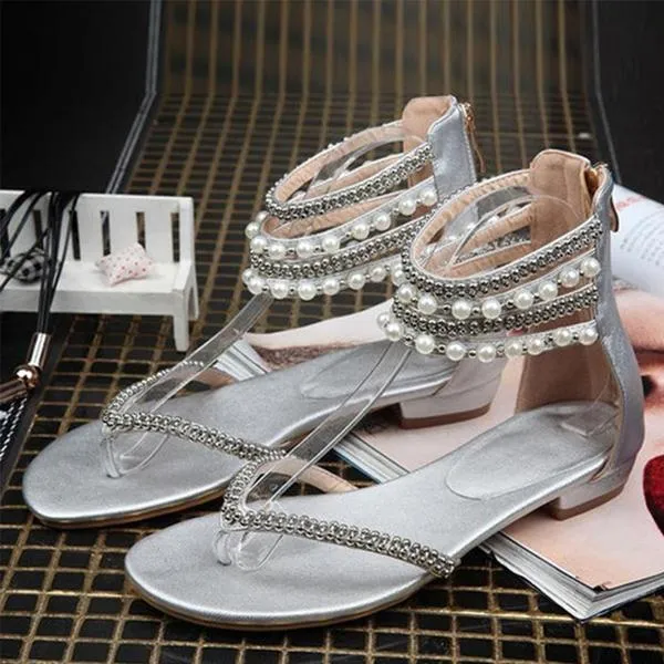 Behemian Summer Ankle Straps Fashion New Beaded Sandals Women's Shoes