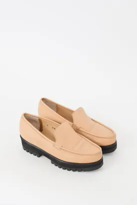 Beige & Black Leather Platform Loafer