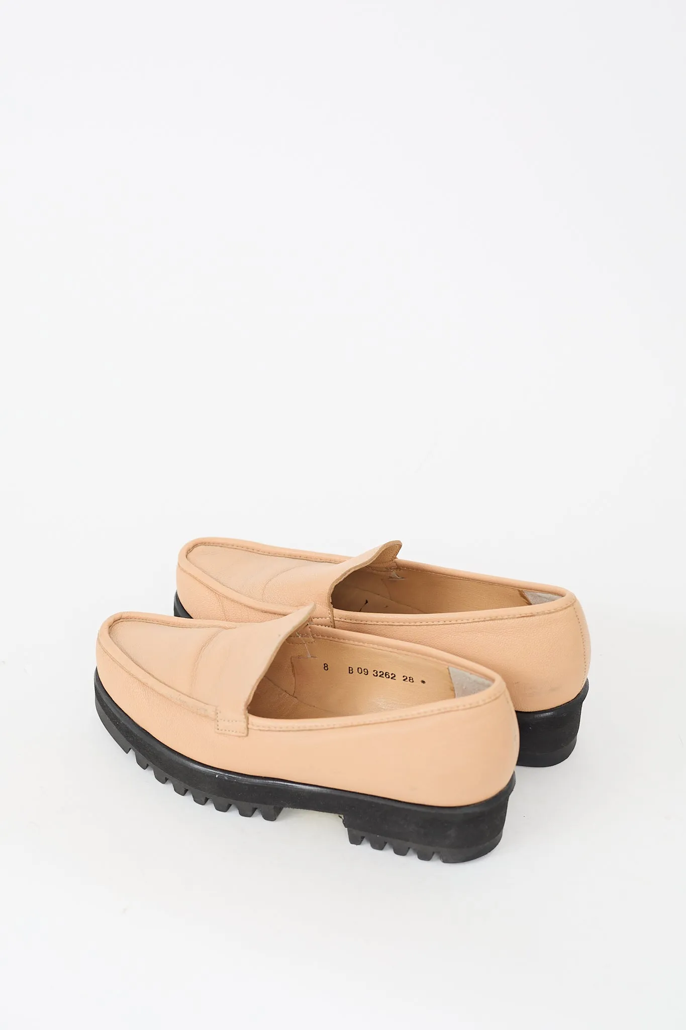 Beige & Black Leather Platform Loafer