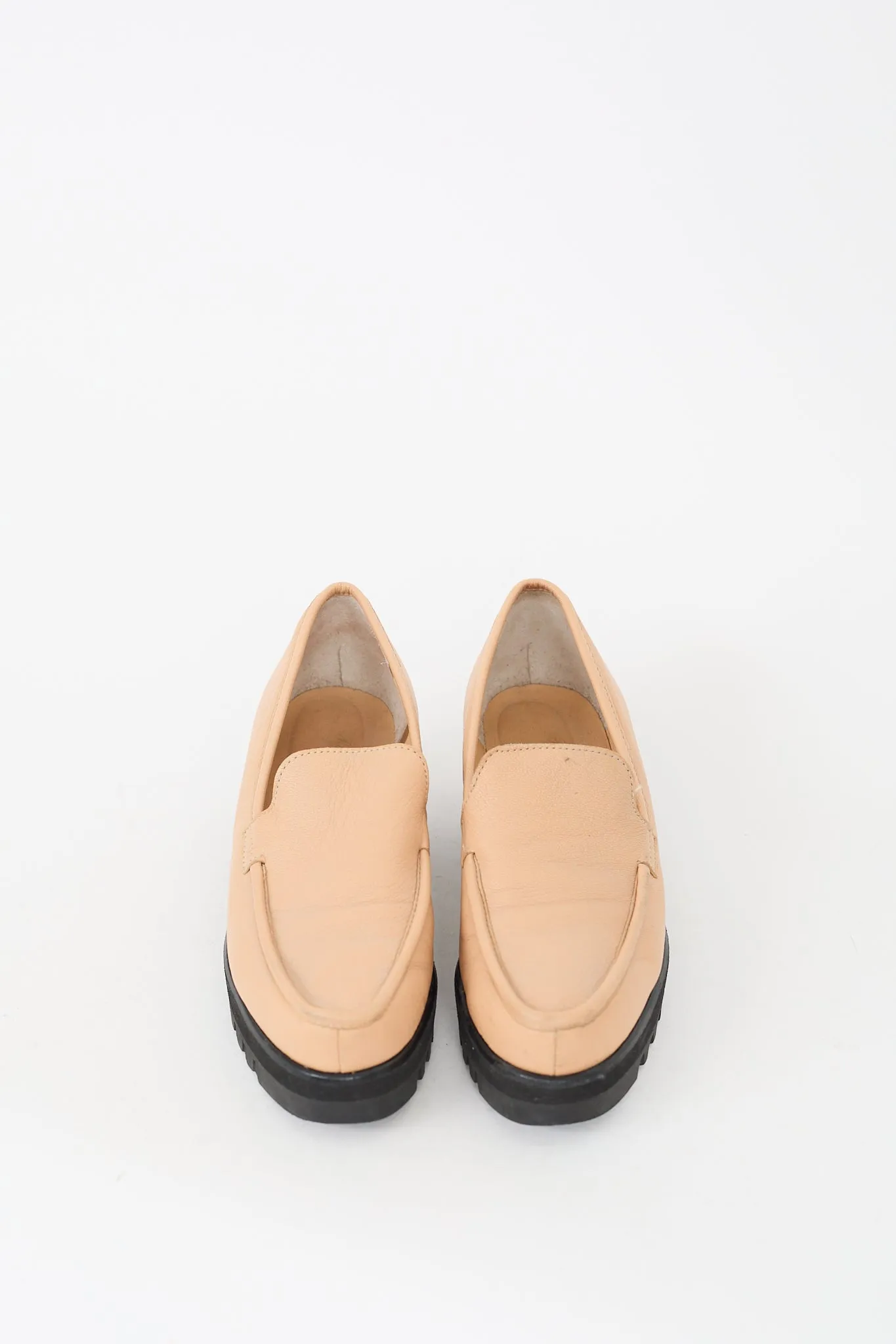 Beige & Black Leather Platform Loafer