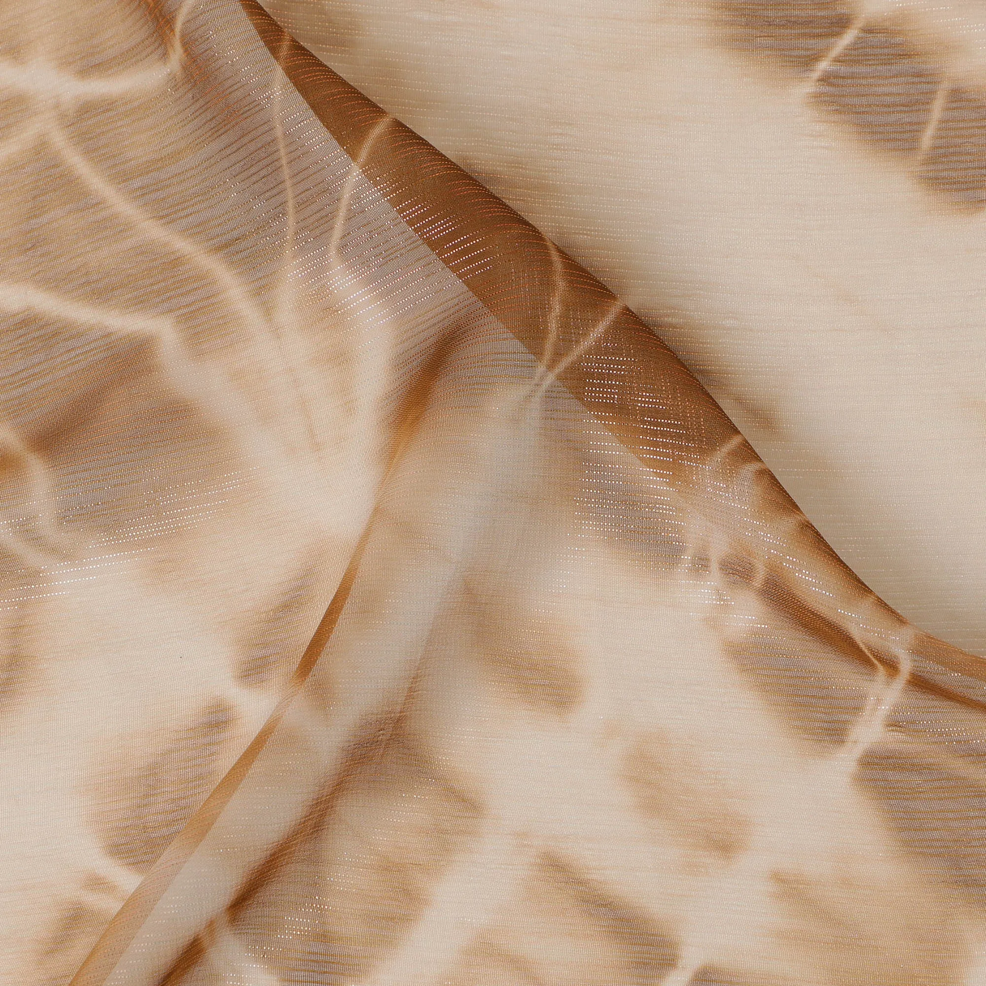 Beige and Ivory Synthetic Chiffon Fabric with Tie-Dye Design, 110 cm Width-D20682