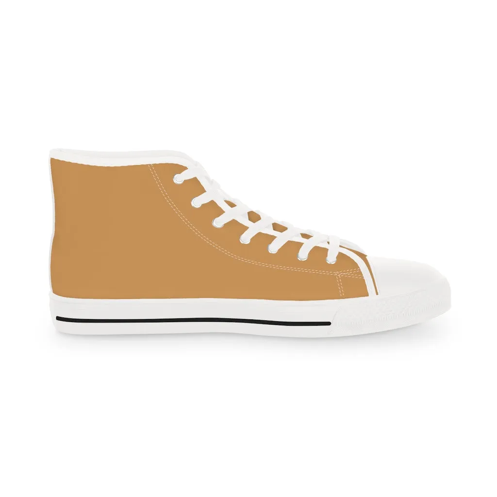 Beige Brown Men's High Tops, Modern Minimalist Best Men's High Top Sneakers Tennis Shoes