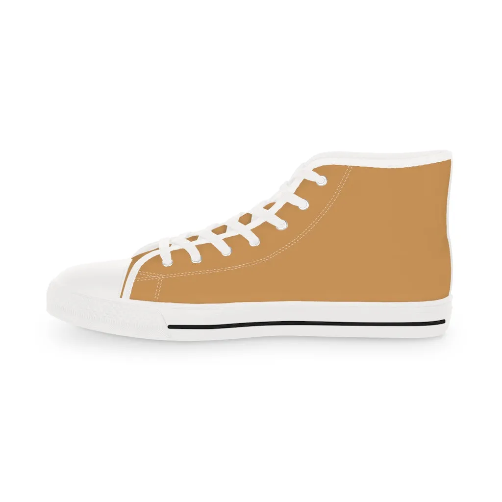 Beige Brown Men's High Tops, Modern Minimalist Best Men's High Top Sneakers Tennis Shoes