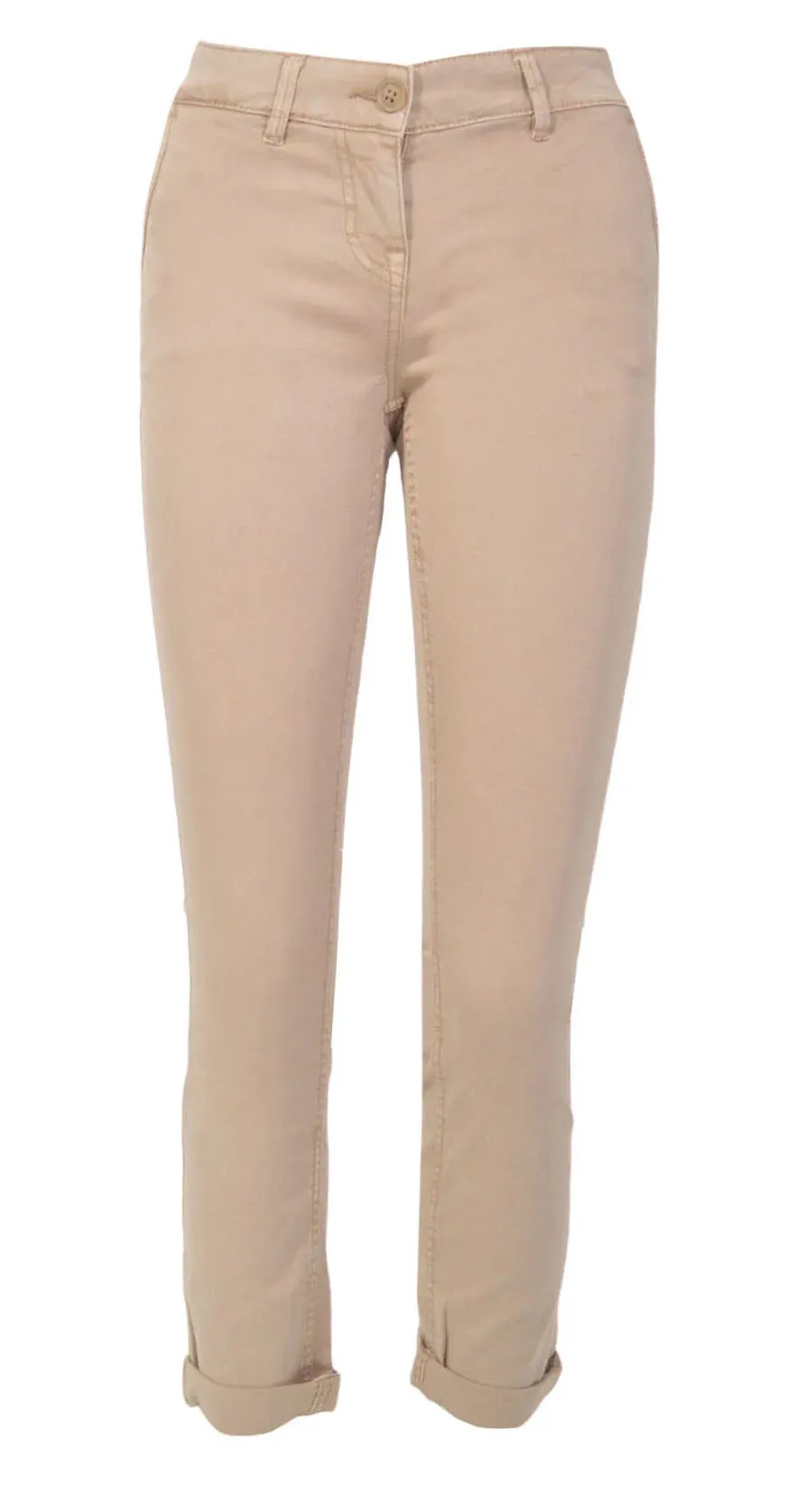 Beige Cropped Chinos