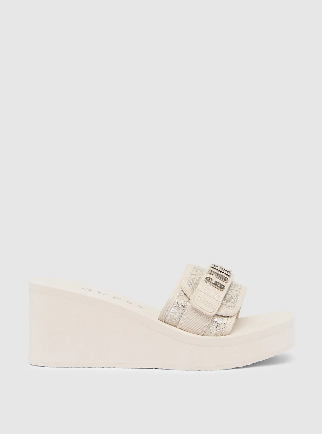 Beige Dellean Platform Wedge Sandals