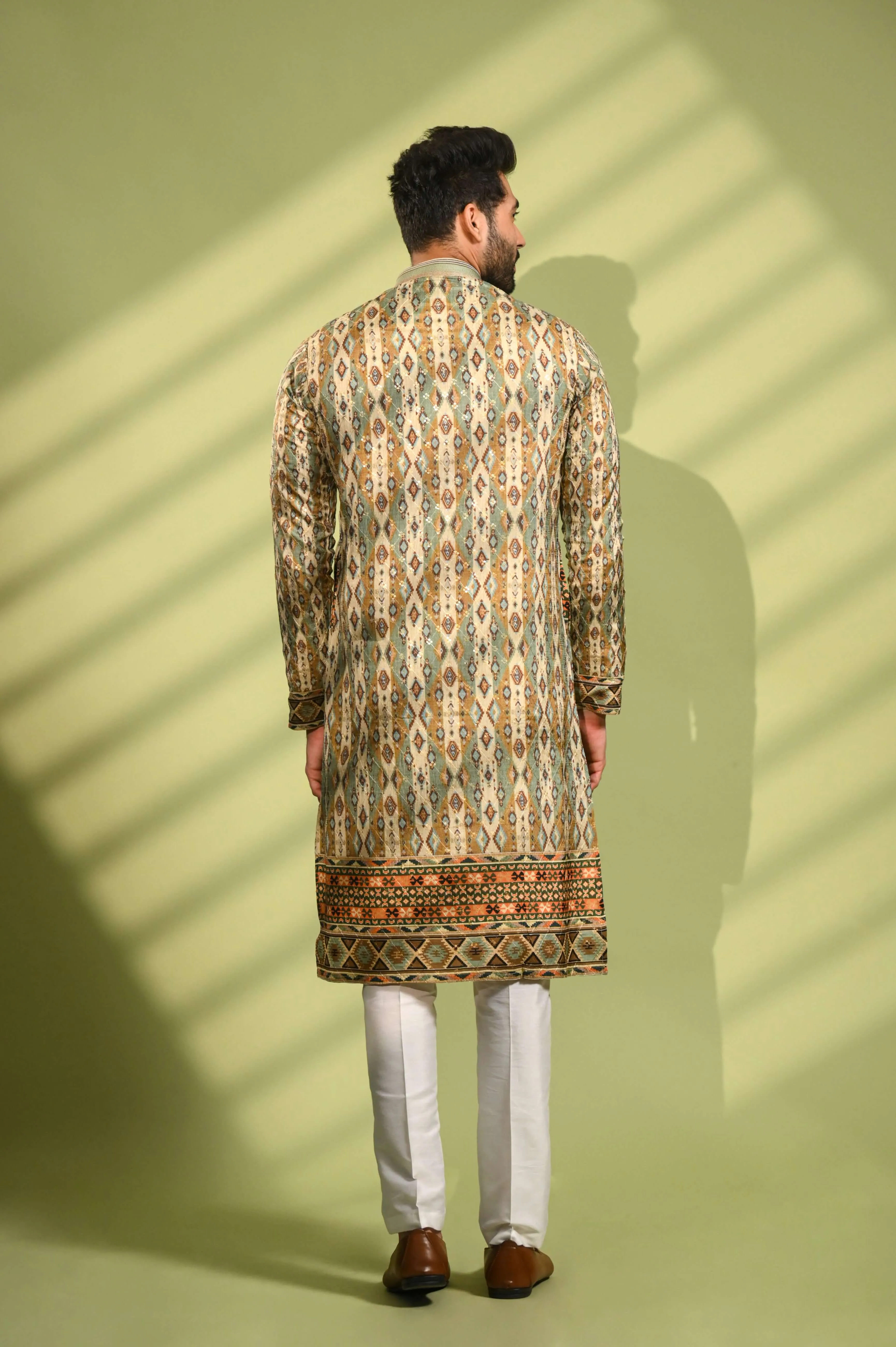 Beige Kurta Set with Digital Print