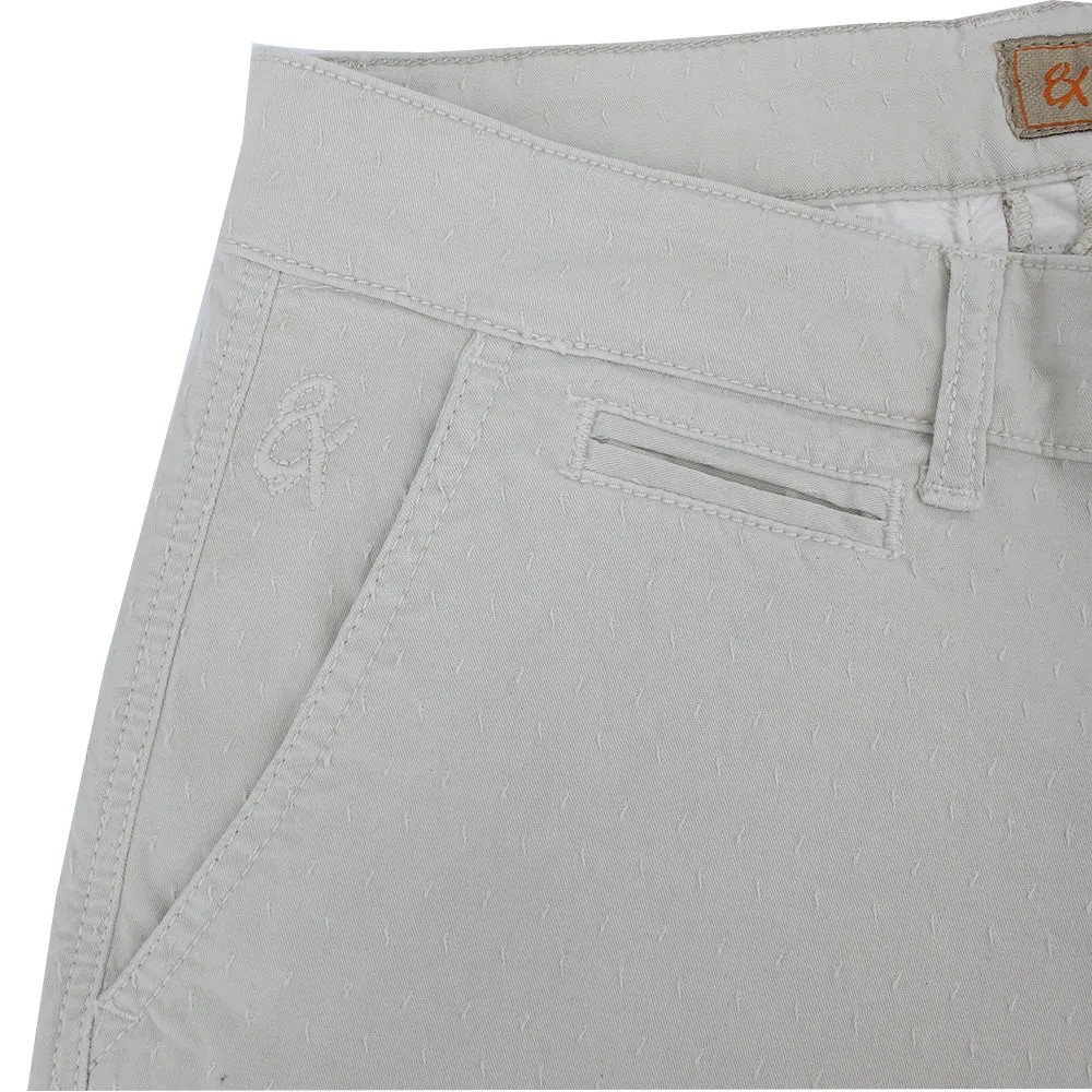 Beige Slim Fit Jacquard Shorts