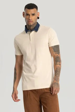 Beige Slim Fit Polo T-Shirt