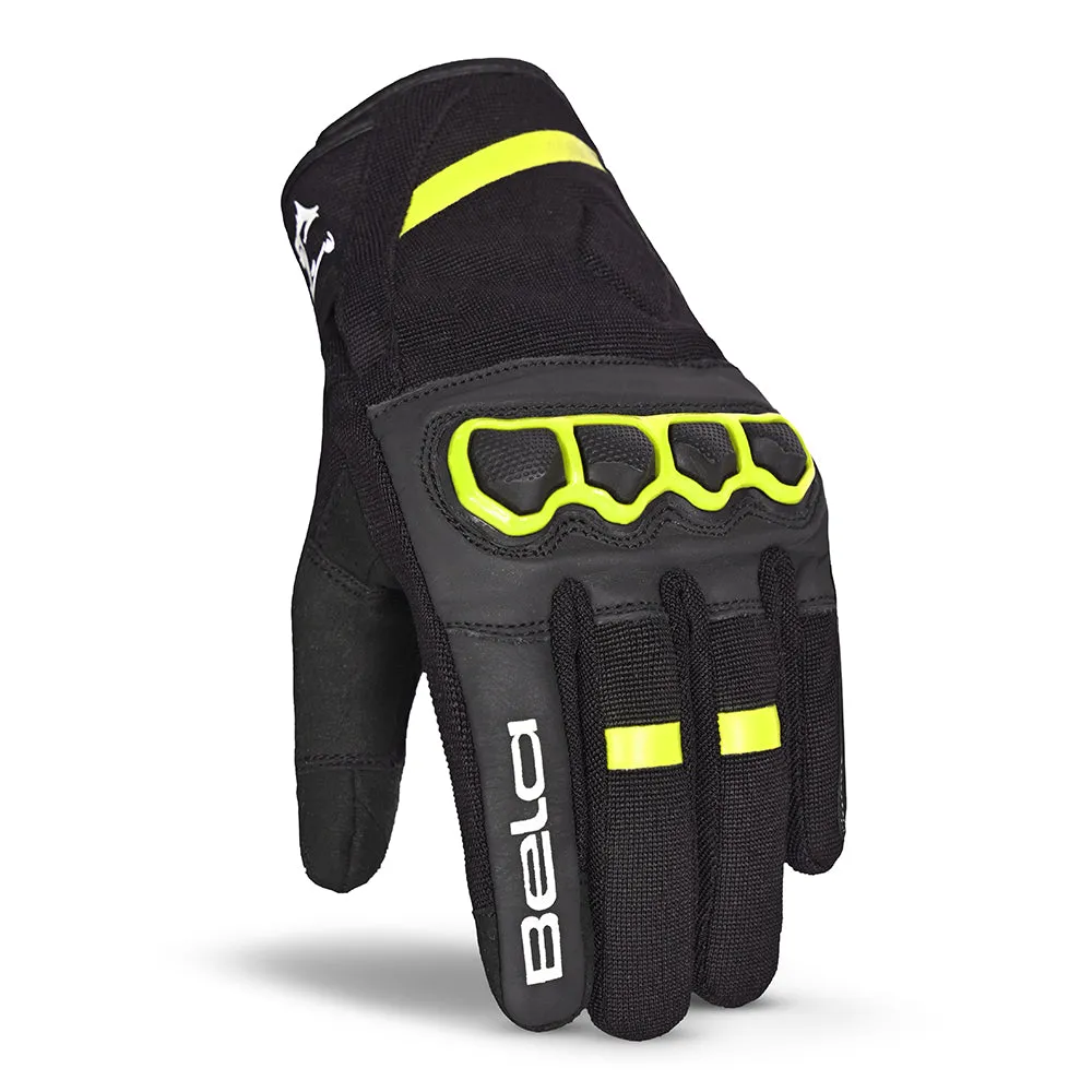 BELA Tracker Motorbike Gloves  Black Yellow Flouro