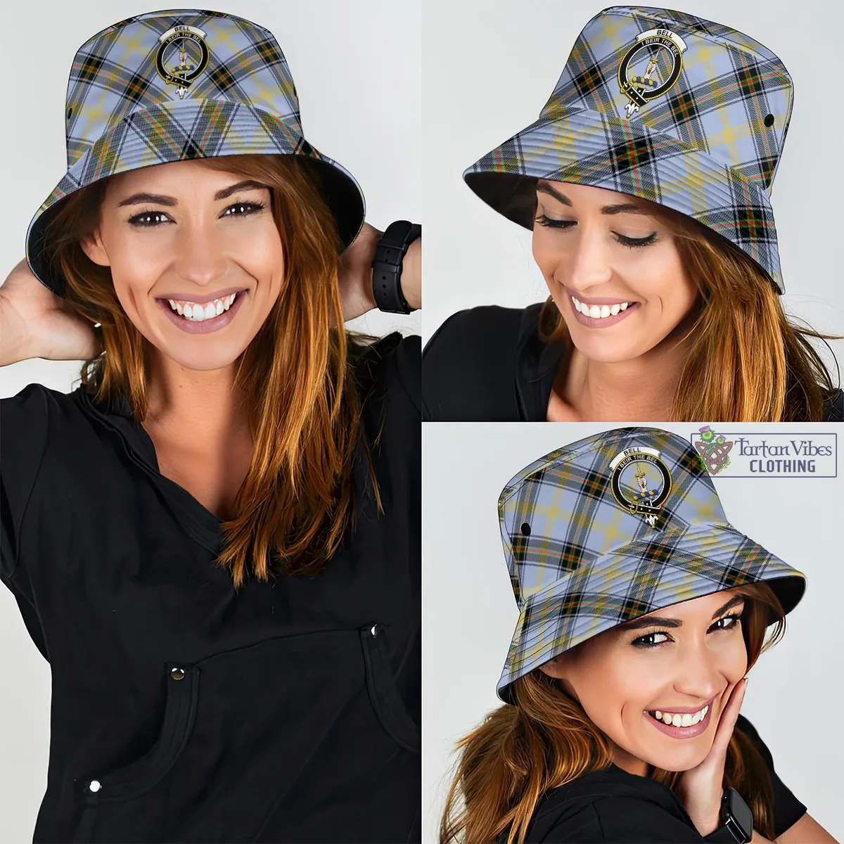 Bell Tartan Bucket Hat with Family Crest