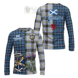 Bell Tartan Long Sleeve T-Shirt Happy St. Andrew's Day Half Tartan Style