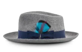 Bellissimo Casablanca Long Hair Fur Felt Fedora - Gray