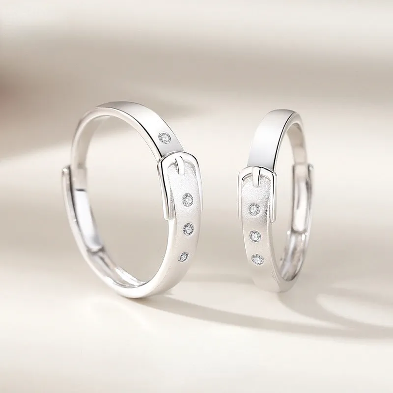 Belt Style Couple Promise Rings