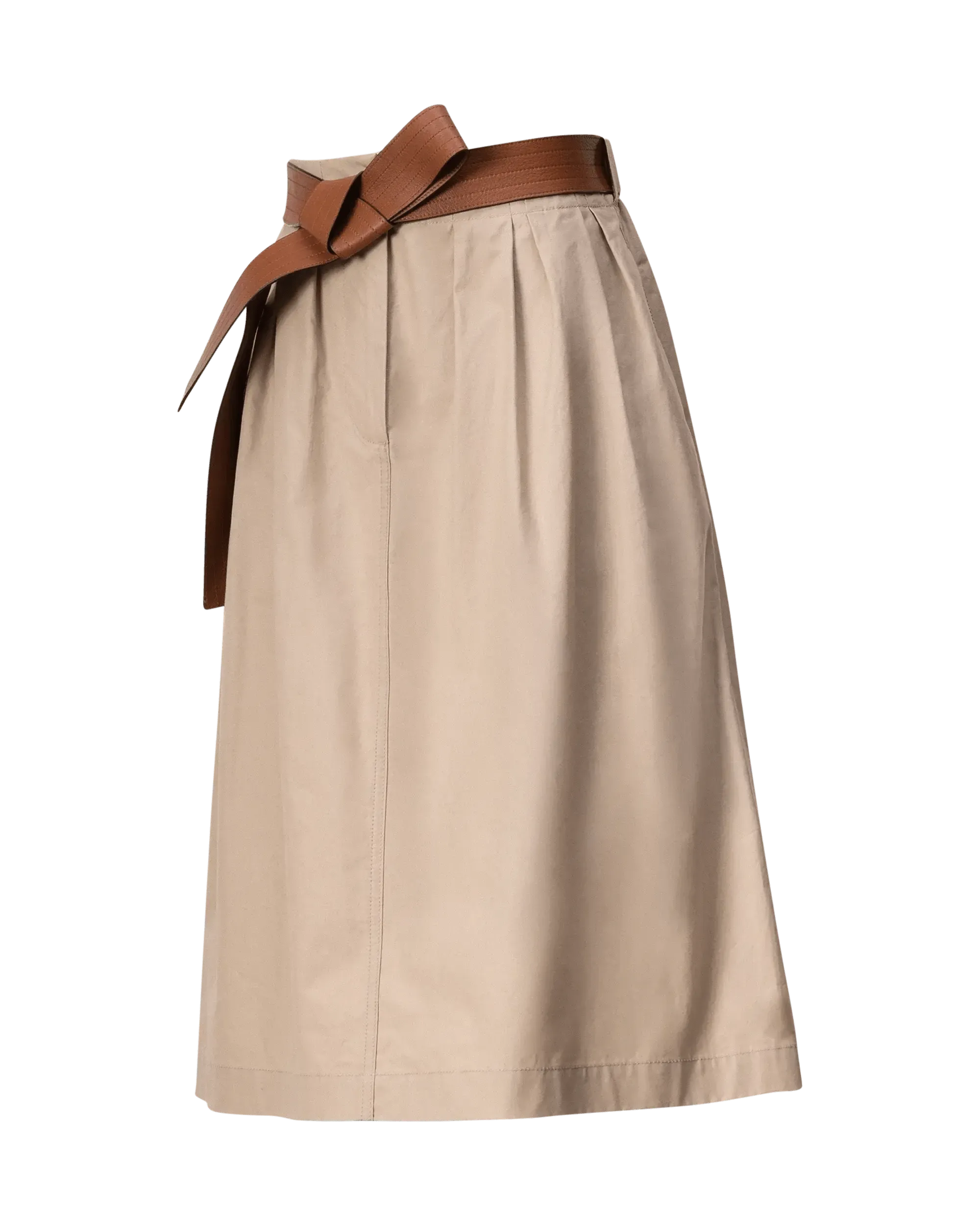 Belted A-Line Midi Skirt