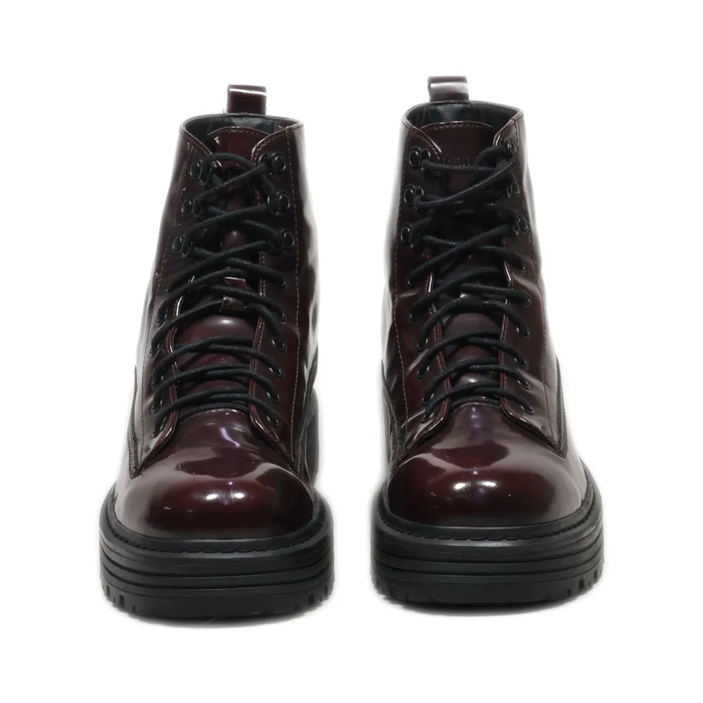 Bershka Casual Boots Latex Maroon Colour For Men