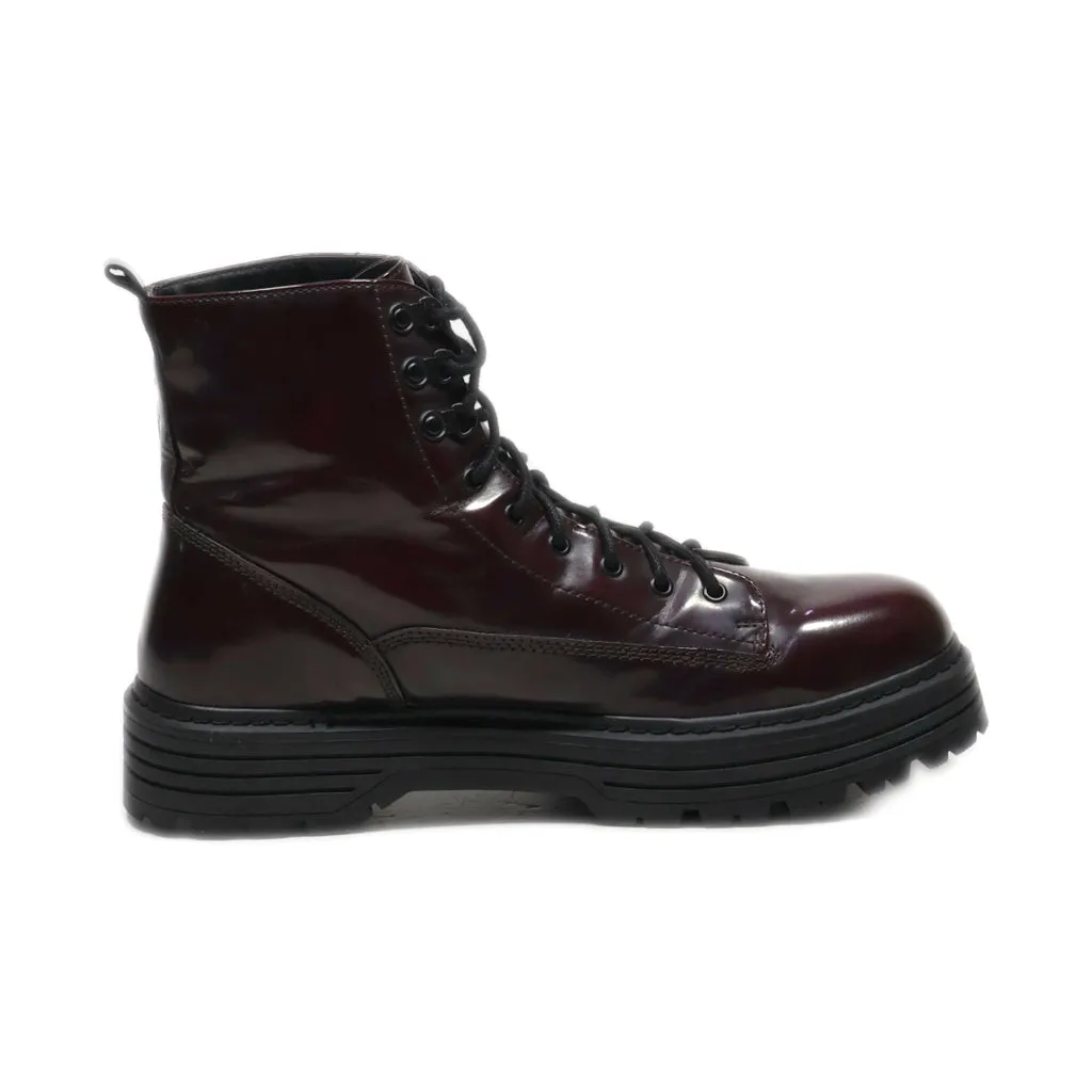 Bershka Casual Boots Latex Maroon Colour For Men