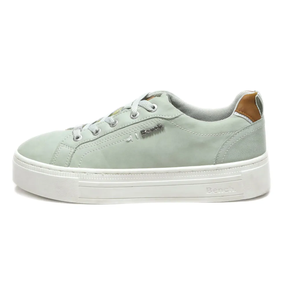 Bershka Low-Top Sneakers Leather Green Colour For Women