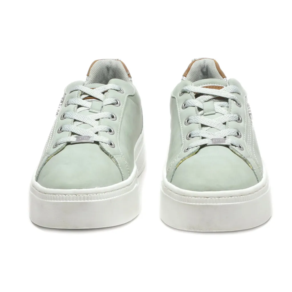 Bershka Low-Top Sneakers Leather Green Colour For Women