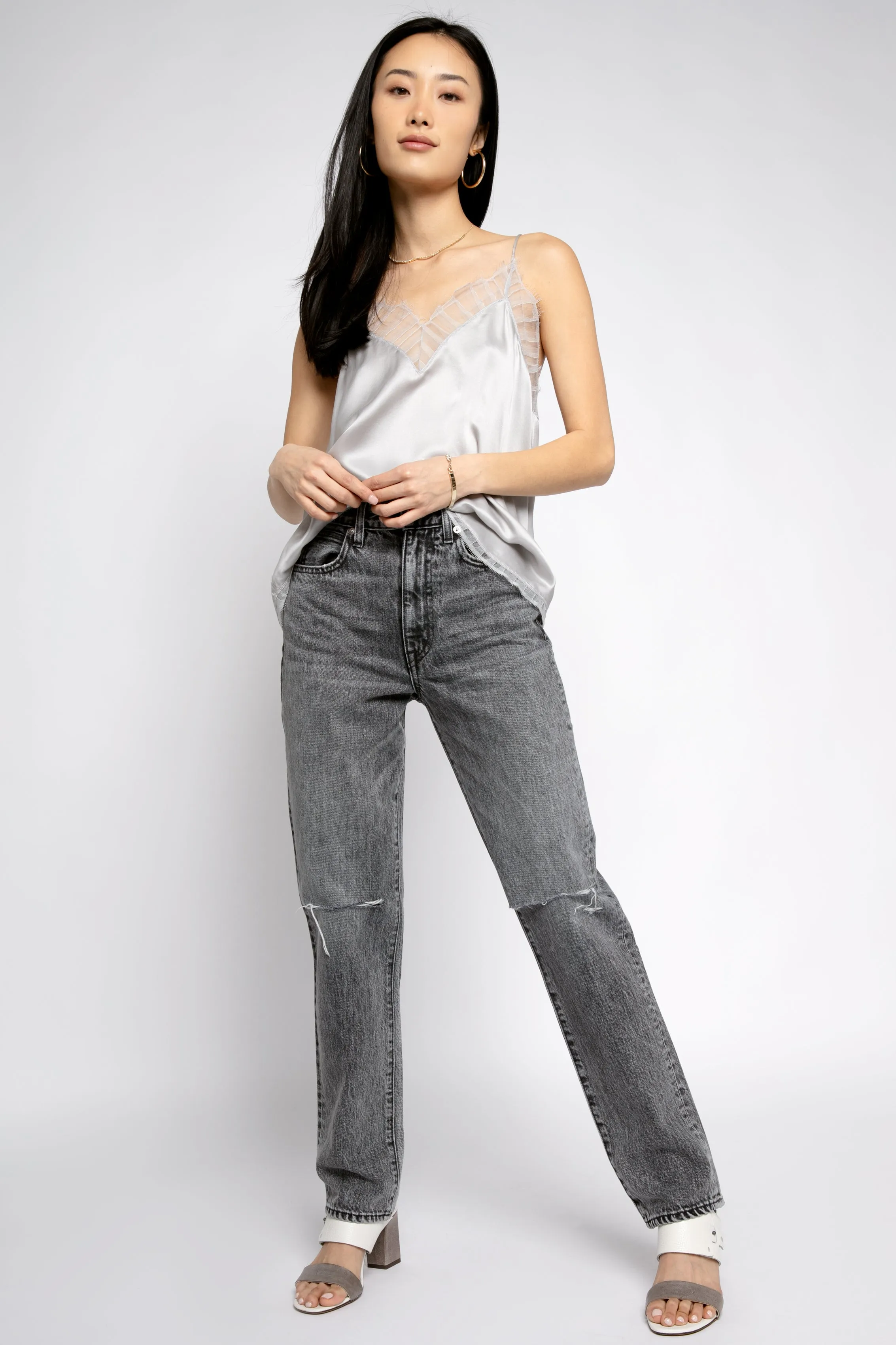 Berwyn Silk Camisole in Light Grey