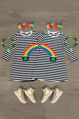 Best Friends Black & White Stripe Pot of Gold Dress