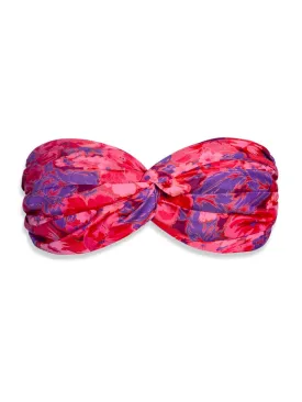 Bia Printed Twist Silk Bandeau Top - Berry Blossom