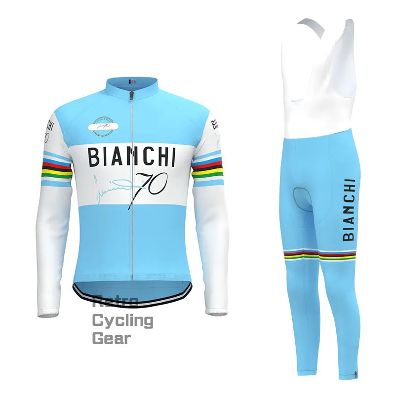 Bianchi Water Blue Retro Long Sleeve Cycling Kit