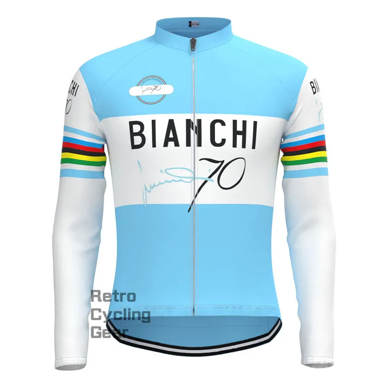 Bianchi Water Blue Retro Long Sleeve Cycling Kit