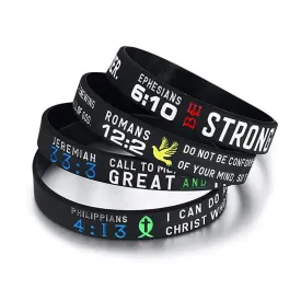 Bible Verse Bracelet <br> Wristbands 4PCS (Silicone)