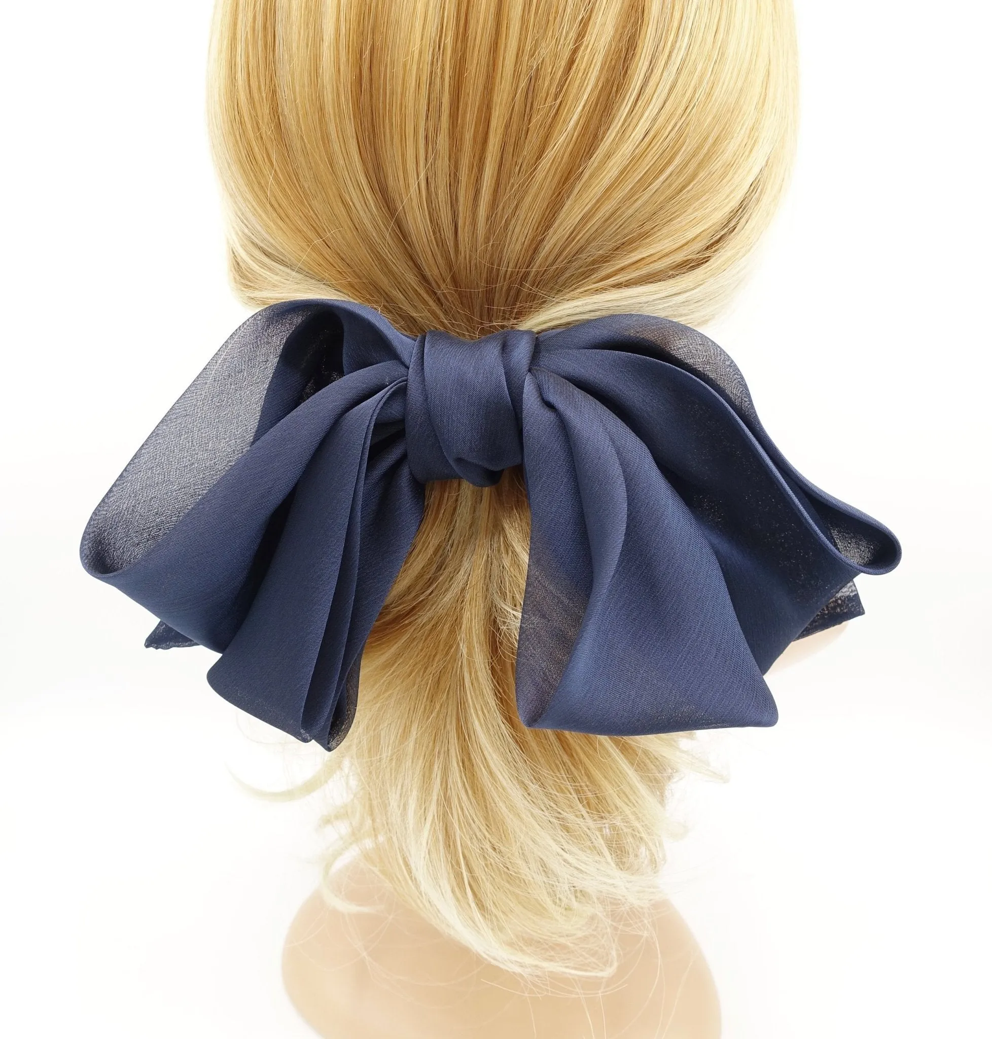 big silk chiffon hair bow double layered droopy bow hair stylish hair accessory for women