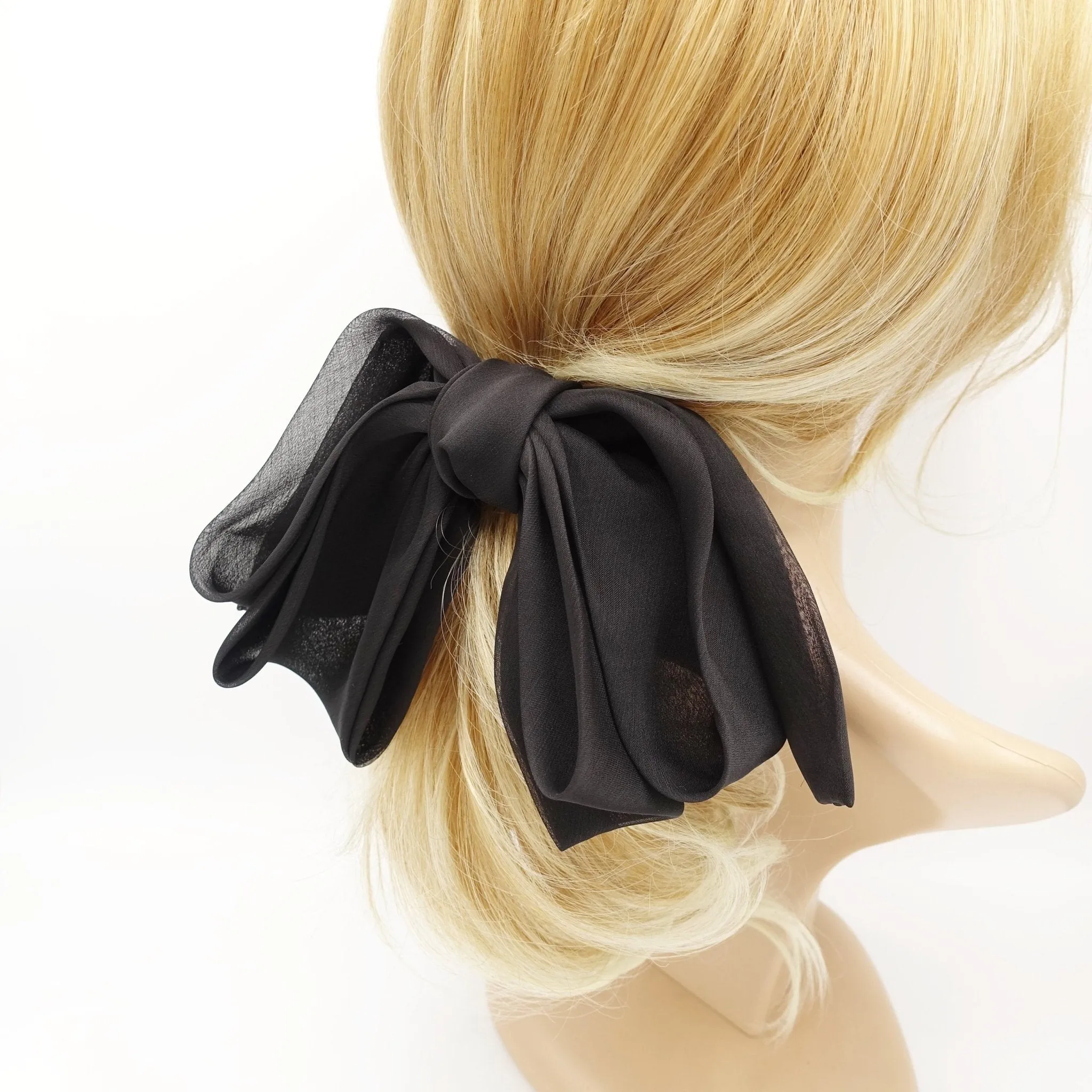 big silk chiffon hair bow double layered droopy bow hair stylish hair accessory for women