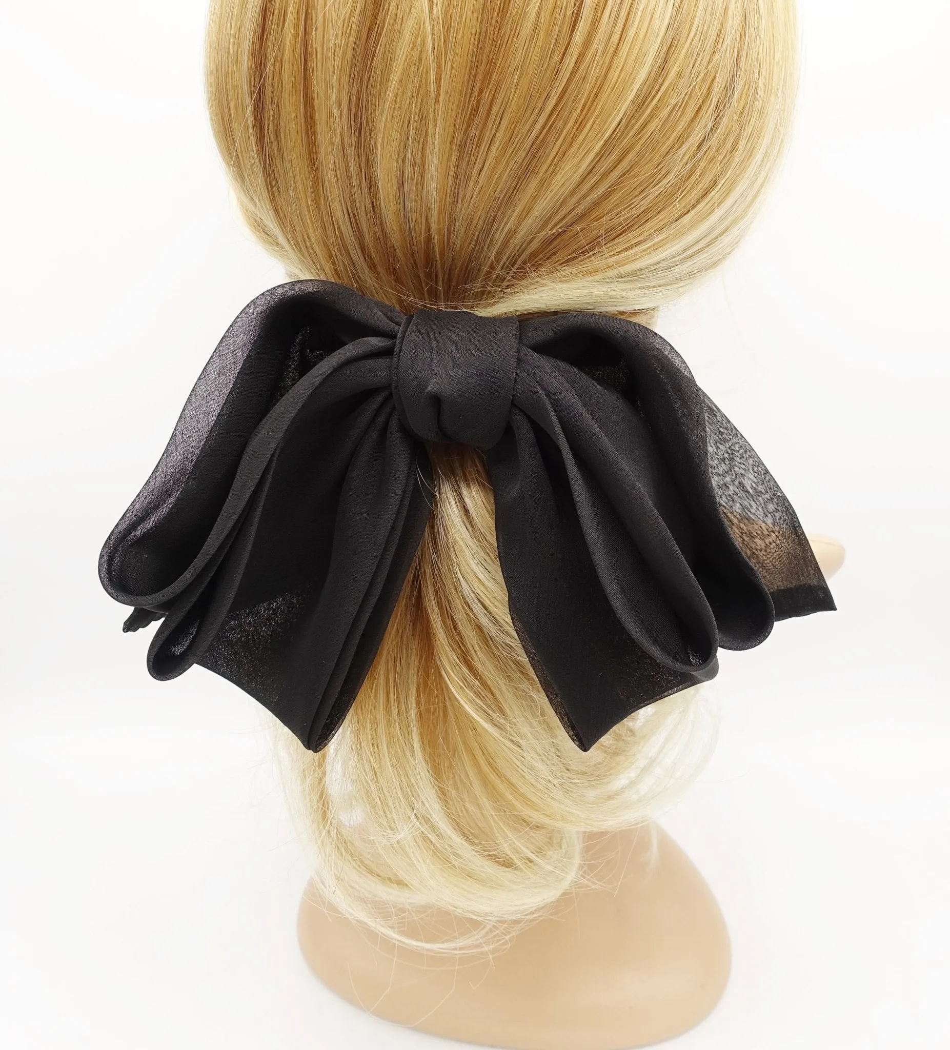 big silk chiffon hair bow double layered droopy bow hair stylish hair accessory for women