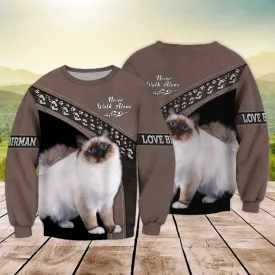 Birman Cat Never Walk Alone 3D Full Print, Christmas Cat Shirt