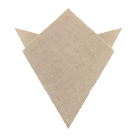 Biscotti Beige Linen Pocket Square