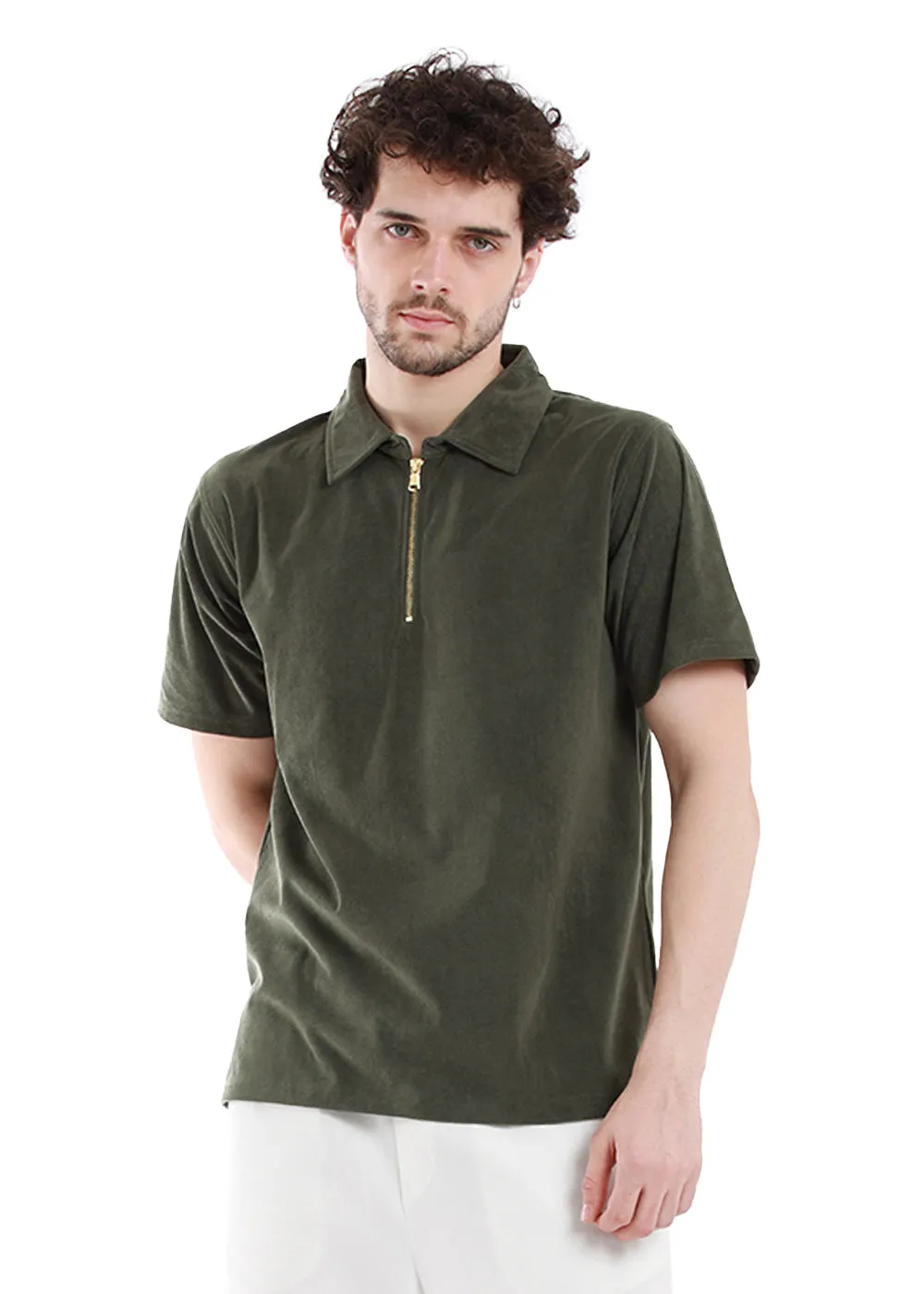 Bistro Green Zip polo T-shirt