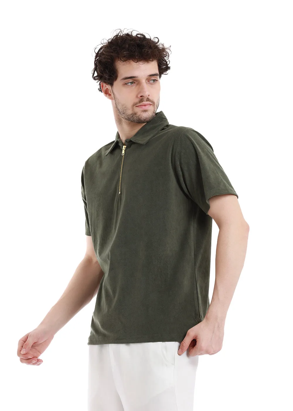 Bistro Green Zip polo T-shirt