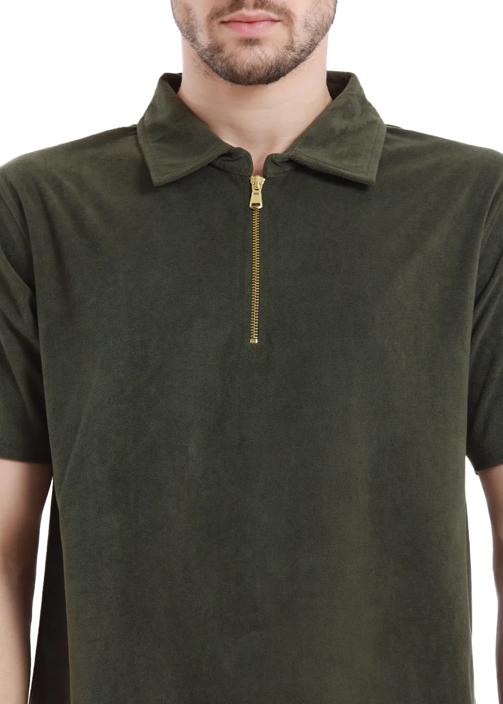 Bistro Green Zip polo T-shirt