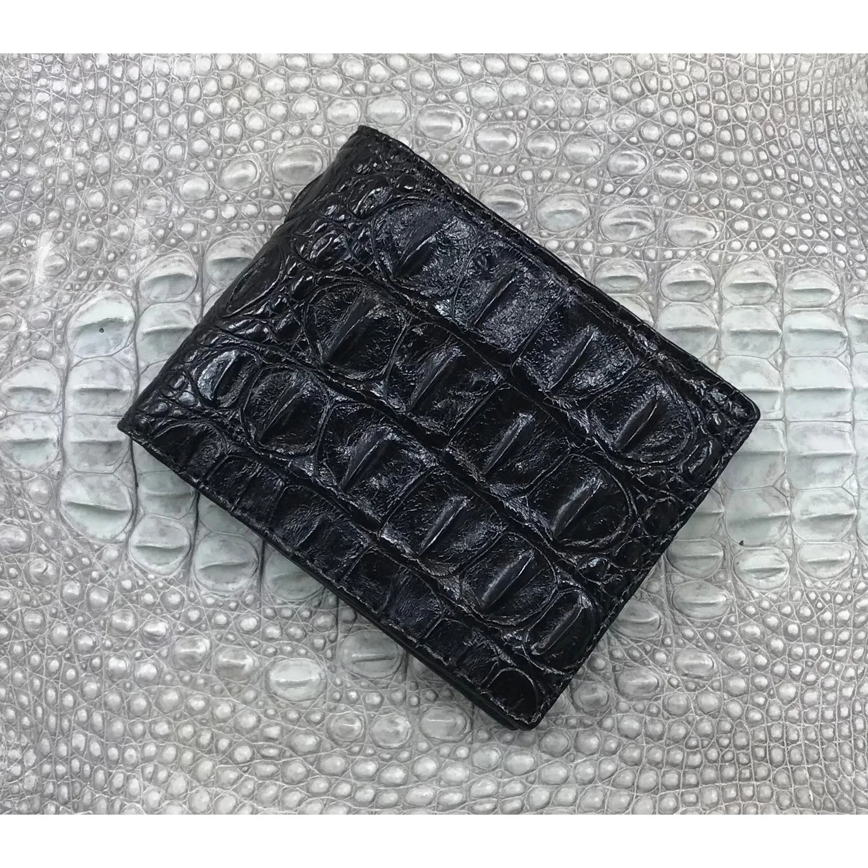 Black Alligator Skin Bifold Wallet For Men | Handmade Crocodile Leather Wallet RFID Blocking | VL5618