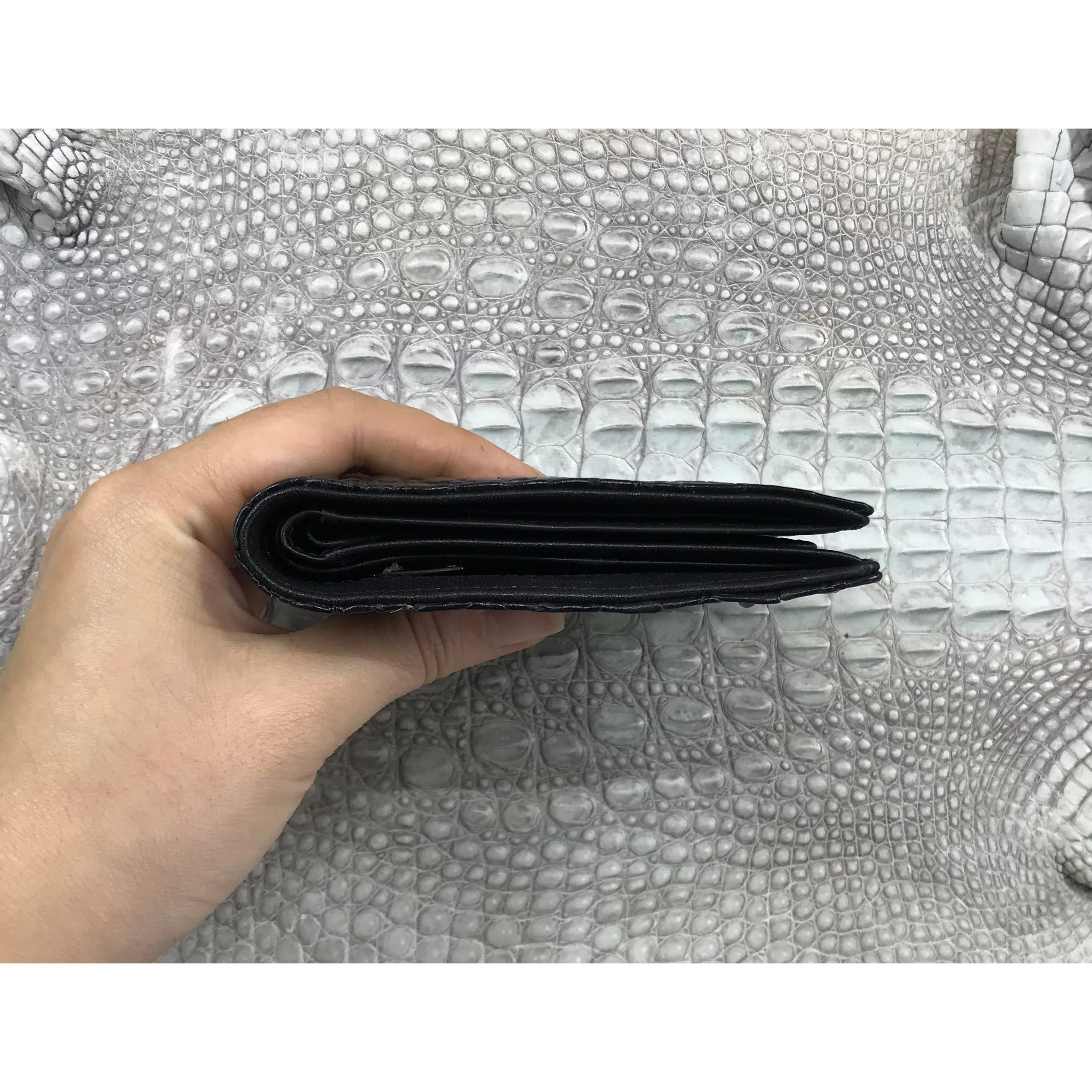 Black Alligator Skin Bifold Wallet For Men | Handmade Crocodile Leather Wallet RFID Blocking | VL5618