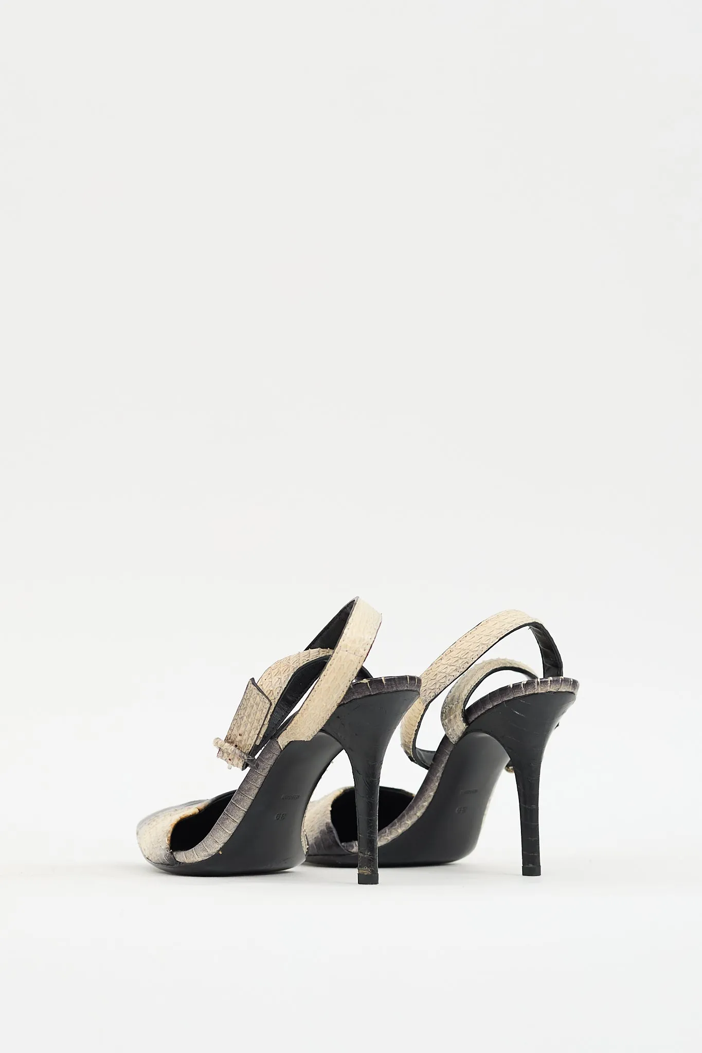 Black & Beige Textured Leather Lovisa Heel