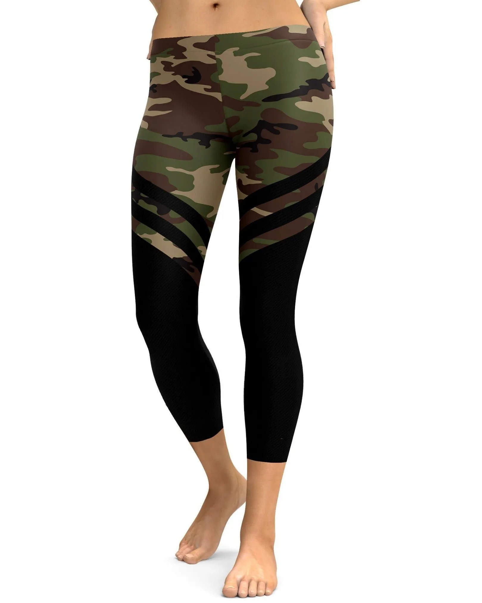 Black & Camo Thigh High Stocking Capris