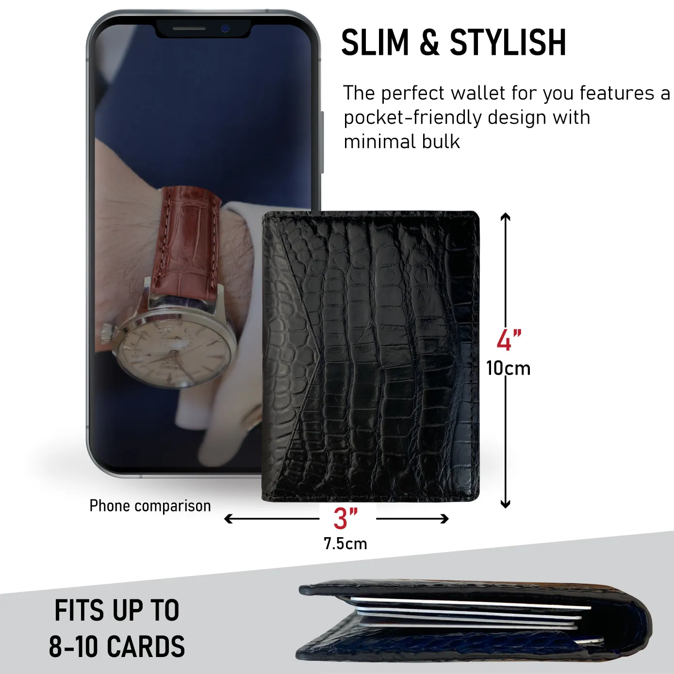 Black & Navy Blue Double Side Alligator Leather Credit Card Holder | RFID Blocking | CARD-16