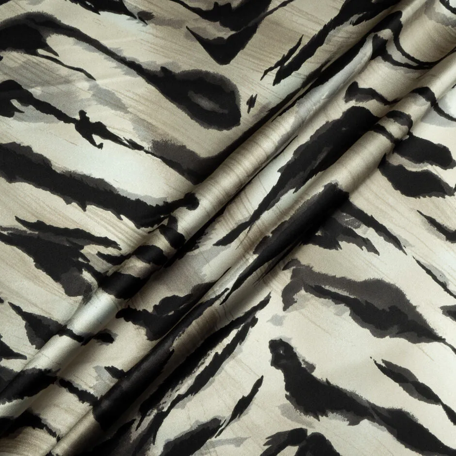 Black & Taupe Animal Printed Poly Satin