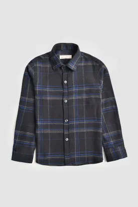 Black and Blue Plaid Flannel Shirt